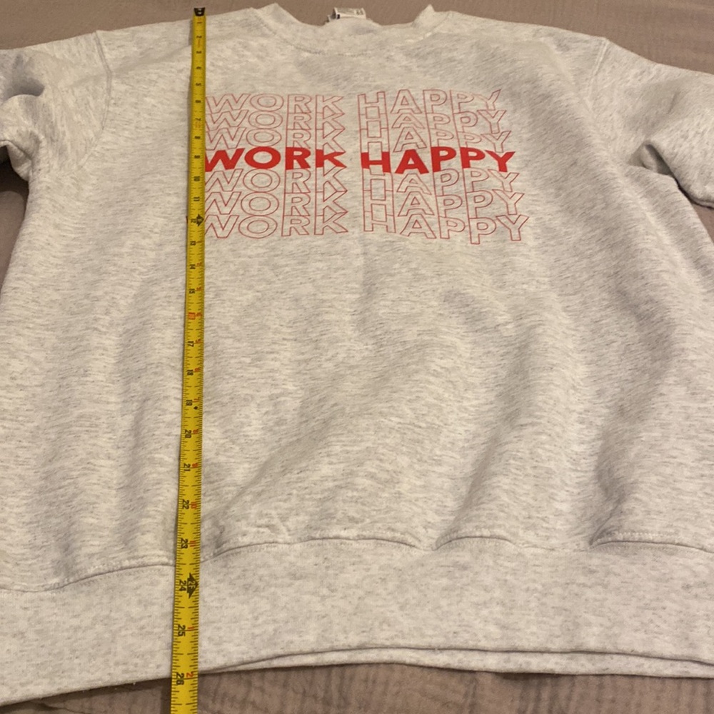 Champion Eco Authentic Gray with Work Happy Sweatshirt. Unisex style . Size M - Picture 6 of 8